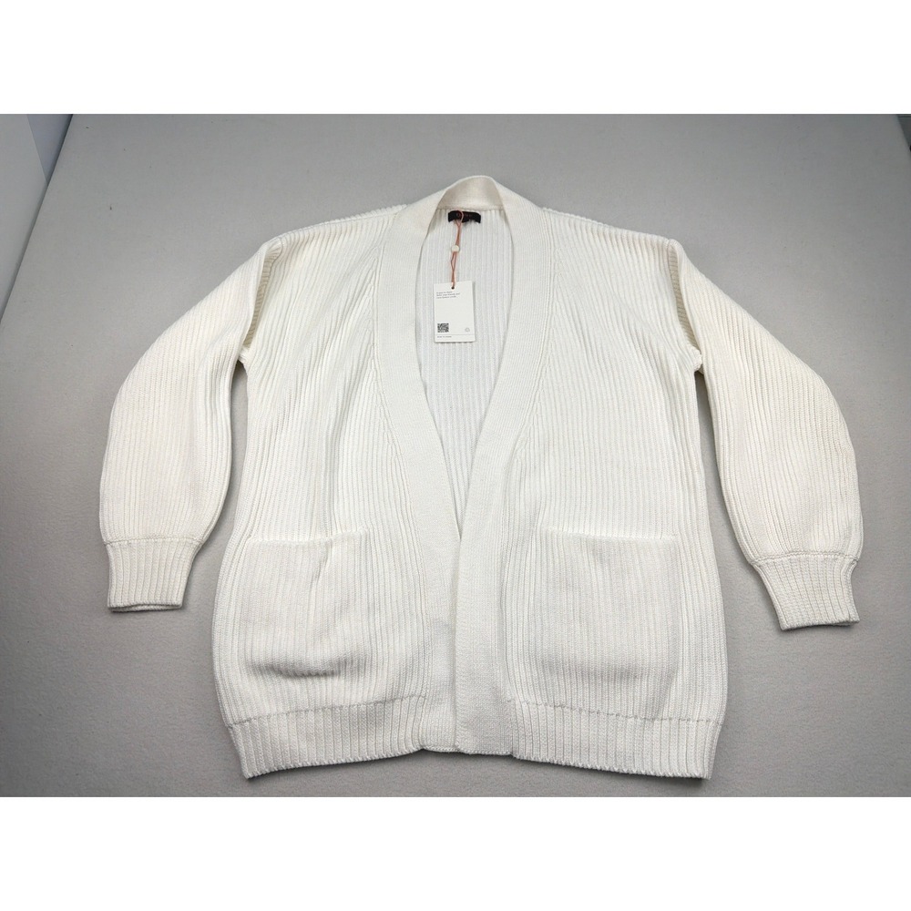 Quince Cream Open-Front Ribbed Cardigan